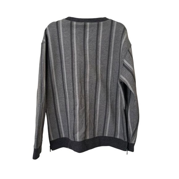 ONS CLOTHING Striped Side Zip Crewneck Sweatshirt Large - Picture 2 of 5